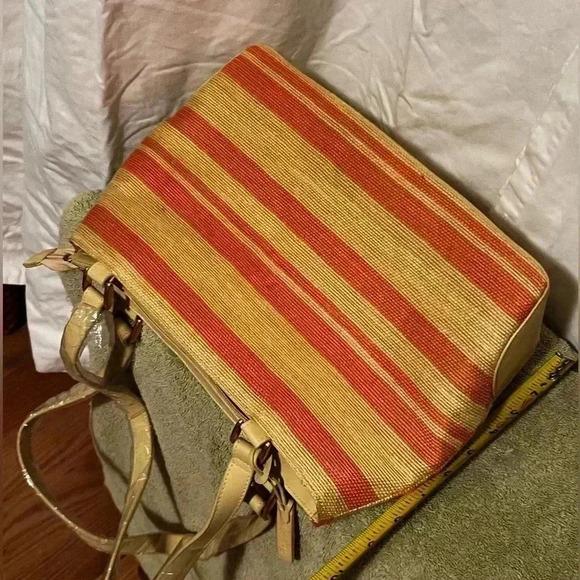 NWOT Etienne Aigner Striped Purse. Y2K Still Plastic Wrapped Handles, Never Used - Picture 9 of 11